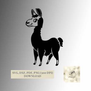 Plotterdatei Alpaka SVG Datei für Cricut, süßes Lama Design in den Formaten svg, png, dxf, pdf, tolle Motive für Kinder Bild 1