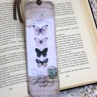 Lesezeichen, Bookmark, Buchzeichen mit Schmetteringsmotiv, im Vintage / Shabby Stil. Bild 4