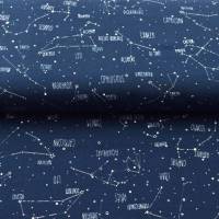 Rest 1,52m French Terry - Sweat Druck- Sternenbilder- weiße Sternzeichen auf marine Limited Edition Sternenbilder im All Bild 1