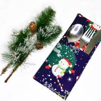 Bestecktaschen mit Weihnachtsmotiv "Weihnachtsstern und Zuckerstangen" Bild 1