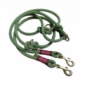 Hundeleine und Halsband Set, beides verstellbar, grün, fuchsia, Leder und Schnalle, 10 mm Stärke von AlsterStruppi Bild 4