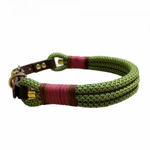Hundeleine und Halsband Set, beides verstellbar, grün, fuchsia, Leder und Schnalle, 10 mm Stärke von AlsterStruppi Bild 6