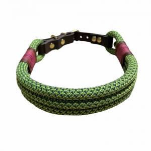 Hundeleine und Halsband Set, beides verstellbar, grün, fuchsia, Leder und Schnalle, 10 mm Stärke von AlsterStruppi Bild 7