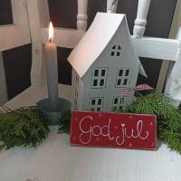 God jul Schild aus Holz in rot Weihnachtsdeko Bild 1