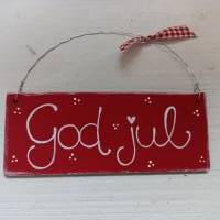 God jul Schild aus Holz in rot Weihnachtsdeko Bild 2