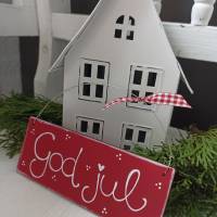 God jul Schild aus Holz in rot Weihnachtsdeko Bild 3