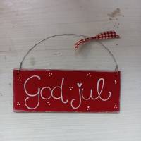 God jul Schild aus Holz in rot Weihnachtsdeko Bild 5