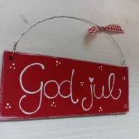God jul Schild aus Holz in rot Weihnachtsdeko Bild 8