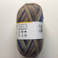 Sockenwolle mit Muster, 100g, 4-fädig, Strumpfwolle 4-fach, blau, beige, grau Bild 2