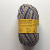 Sockenwolle mit Muster, 100g, 4-fädig, Strumpfwolle 4-fach, blau, beige, grau Bild 3