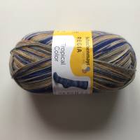 Sockenwolle mit Muster, 100g, 4-fädig, Strumpfwolle 4-fach, blau, beige, grau Bild 4