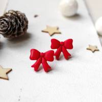 Weihnachtliche Ohrringe Schleifen • Ohrstecker Polymer Clay | Ohrschmuck | Weihnachten Bild 1