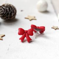 Weihnachtliche Ohrringe Schleifen • Ohrstecker Polymer Clay | Ohrschmuck | Weihnachten Bild 2