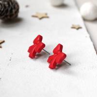 Weihnachtliche Ohrringe Schleifen • Ohrstecker Polymer Clay | Ohrschmuck | Weihnachten Bild 3
