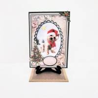 Weihnachtskarte, 2 Stck, Weihnachtsund und Siamkatze mit Kartenständer Bild 2