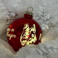 Weihnachtsbaumschmuck, beleuchtete personalisierte Weihnachtsbaumkugel mit Gravur, Geschenk für Freunde, Familie, Christ Bild 1