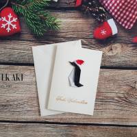 Origami Karte Santa Penguin zum Weihnachten, Weihnachtskarte Bild 1