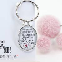 Schwester Geschenk |  Ovaler Schlüsselanhänger mit liebevollem Spruch für deine Schwester Bild 3