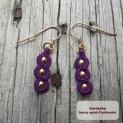 Ohrring Simple Eleganz je 3 Perlen Baumwolle Silber vergoldet