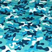 Jersey  Stoff   Stretchjersey  Camouflage  Blau Bild 1