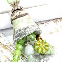 lässige florale ohrringe, weihnachtsgeschenk, keramik, glasperlen, grün Bild 5