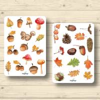 2x Sticker Sheets, Herbst, Eicheln, Kastanien, Blätter, Aufkleber Planner Stickers, Scrapbook Stickers Bild 1