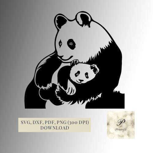 Plotterdatei Panda SVG Datei für Cricut, Panda Bären Design  Digital Download süßes Panda Motiv