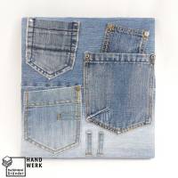 ein Memoboard, Pinnwand, Pinboard, Upcycling Jeans, 30,5 x 29 cm Bild 2