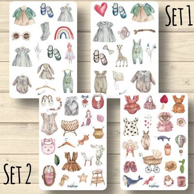 2x Sticker Sheets, Baby Spielzeug, Aufkleber Planner Stickers, Scrapbook Stickers, 2 Sets zur Auswahl
