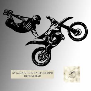 Plotterdatei Motocross Fahrer SVG Datei für Cricut, Motorrad Design  Digital Download für  Bastel- und Plotterprojekte Bild 1
