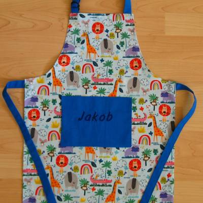 Kinderschürze - Küchenhelferset - Puppenküchenset - Safari - hellblau