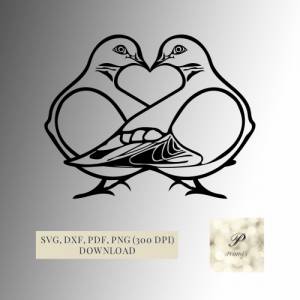 Plotterdatei Turteltauben SVG Datei für Cricut, Vogel Design  Digital Download Bild 1