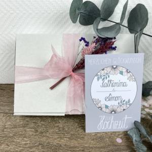 Personalisiertes Hochzeitsgeschenk mit Trockenblumen, Geschenk für Brautpaar, Geschenk zur standesamtlichen Trauung Bild 2