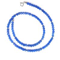 Leuchtend blaue Achat Kette mit eloxiertem Hämatin Bild 3