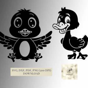 Plotterdatei 2 Enten SVG Dateien für Cricut, süße Enten Designs in den Formaten svg, png, dxf, pdf, tolle Motive Bild 1