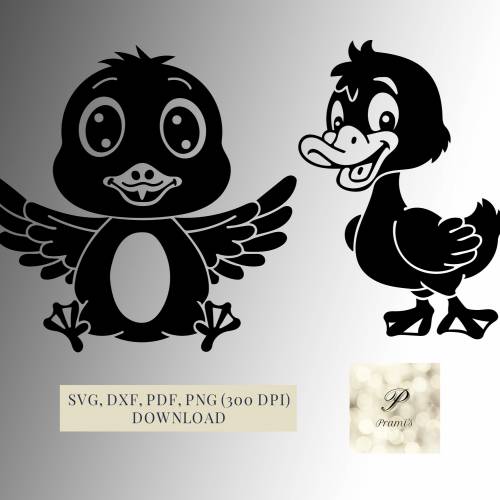 Plotterdatei 2 Enten SVG Dateien für Cricut, süße Enten Designs in den Formaten svg, png, dxf, pdf, tolle Motive