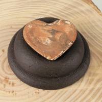 Keramik Herz für Duftöle, inclusive 10 ml Duftöl Orange Herz in einem Sockel aus schwarzem Ton Duftstein Raumduft Bild 2