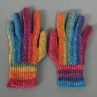 Finger-Handschuhe Regenbogen Wolle handgestrickt Damen Bild 10