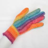 Finger-Handschuhe Regenbogen Wolle handgestrickt Damen Bild 3