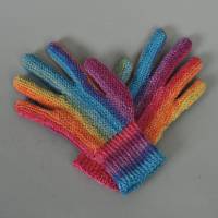 Finger-Handschuhe Regenbogen Wolle handgestrickt Damen Bild 8