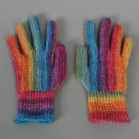 Finger-Handschuhe Regenbogen Wolle handgestrickt Damen Bild 9