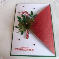 Weihnachtskarte, Klappkarte in weiß/rot/grün Bild 1