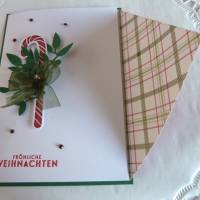 Weihnachtskarte, Klappkarte in weiß/rot/grün Bild 2