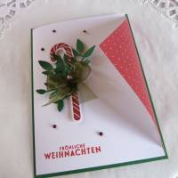 Weihnachtskarte, Klappkarte in weiß/rot/grün Bild 4