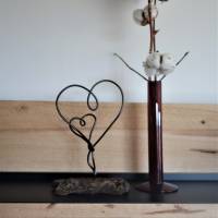 Handgemachte Herzskulptur aus Draht und Holz | industrial Deko Wohnzimmer | Drahtfigur Line Art Liebe |  minimalistisch Bild 6
