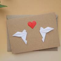 Origami Karte " Doves in love" zur Hochzeit, Valentine ... Bild 1