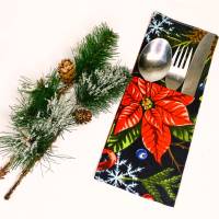Bestecktaschen mit Weihnachtsmotiv "Weihnachtsstern und Schleifen" Bild 1