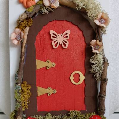 Rote Feentür Elfentür Wichteltür 21x15 cm