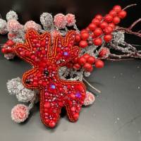 Brosche Schmuck aus Glasperlen Perlen Handarbeit Weihnachten Bild 5