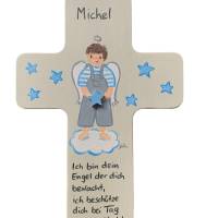 Schutzengelkreuz taupe -grau Taufkreuz, Kinderkreuz  zur Taufe / Geburt Bild 1